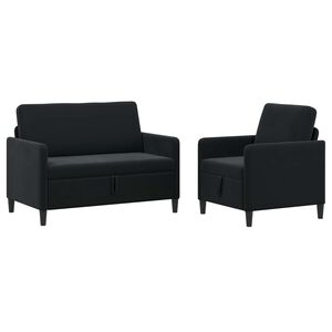 vidaXL Sofa s&aelig;t med opbevaring 2 stk. Sort Polyester