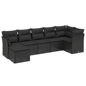 vidaXL sofas&aelig;t til haven 7 dele med hynder polyrattan sort