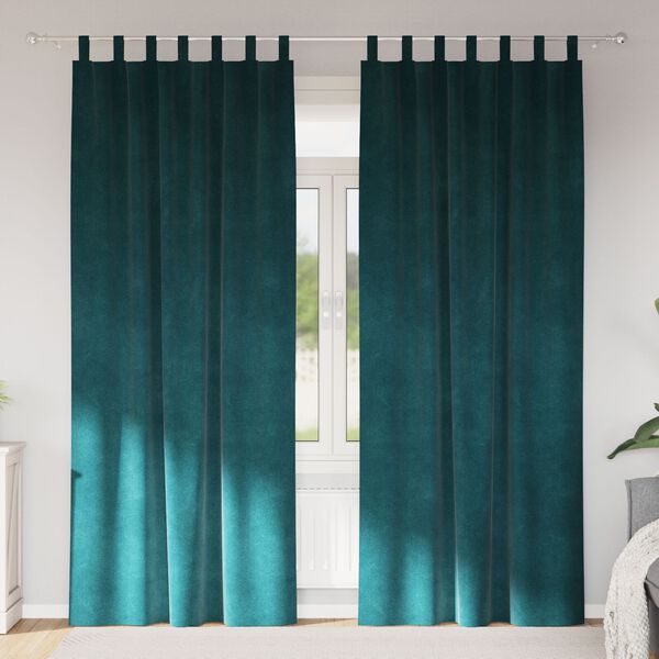 vidaXL Mørklægningsgardiner 2 pcs Mørkegrøn 140 x 260 cm Fløjl