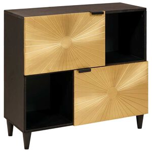 vidaXL Sideskab Sort og Guld 80 x 33,5 x 75 cm Massivt mangotr&aelig;