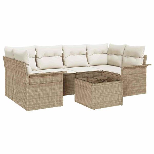 vidaXL Havesofa S&aelig;t 7 pcs Beige og creme 55 x 55 x 37 cm polyrattan