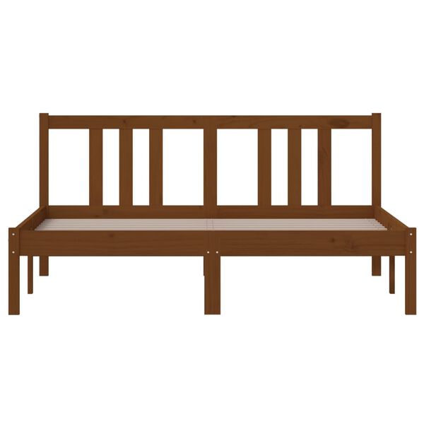 vidaXL sengeramme 140x190 cm massivt fyrretr&aelig; gyldenbrun