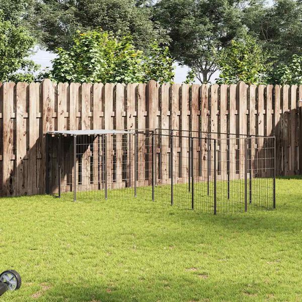 vidaXL hundel&oslash;beg&aring;rd 8,47 m&sup2; st&aring;l sort