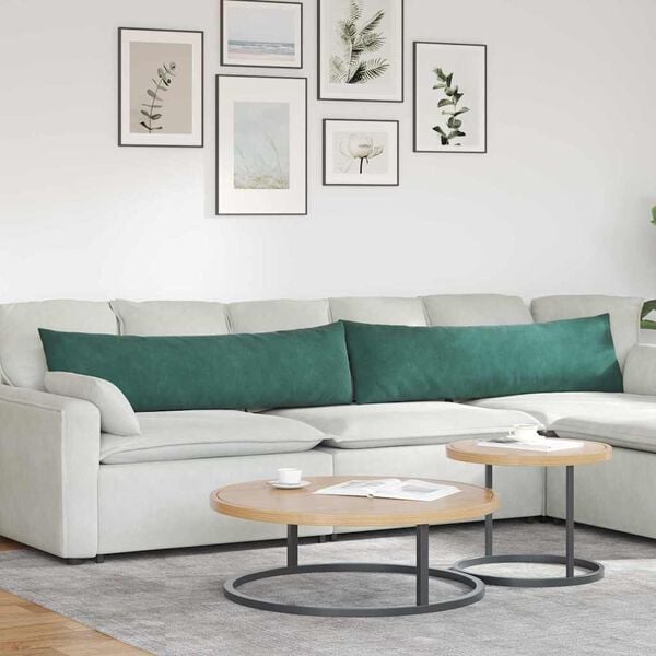 vidaXL Sofapuder 2 pcs M&oslash;rkegr&oslash;n 145 x 40 cm Velourstof