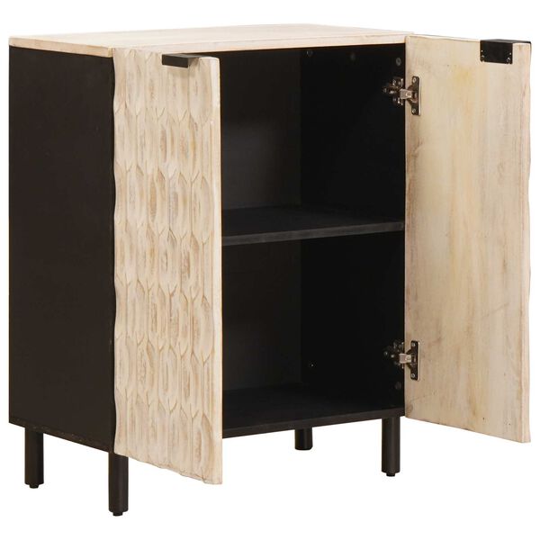 vidaXL Sideboard Hvid Vask Finish 60 x 33 x 75 cm Massivt mangotr&aelig;