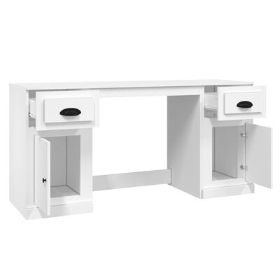 vidaXL skrivebord med skabe konstrueret træ hvid