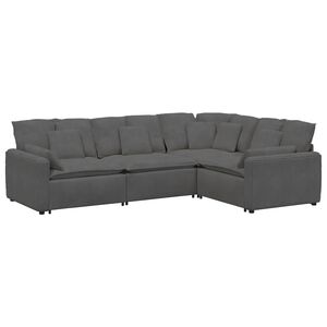 vidaXL modulsofa med hynder fl&oslash;jlsstof m&oslash;rkegr&aring;