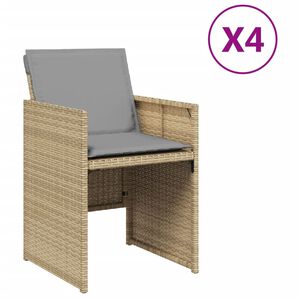 vidaXL havestole 4 stk. med hynder polyrattan blandet beige