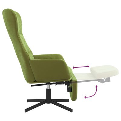 vidaXL lænestol med fodstøtte fløjl lysegrøn