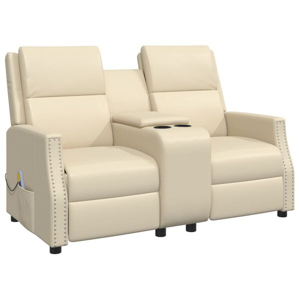 vidaXL 2-personers massagestol kunstlæder cremefarvet