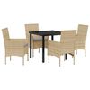vidaXL Have Spisebordss&aelig;t 5 stk. Beige polyrattan