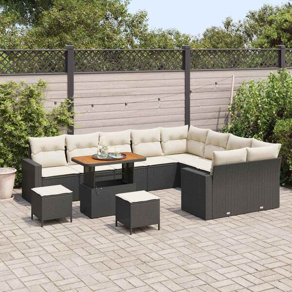 vidaXL Havesofa S&aelig;t 12 pcs Sort polyrattan