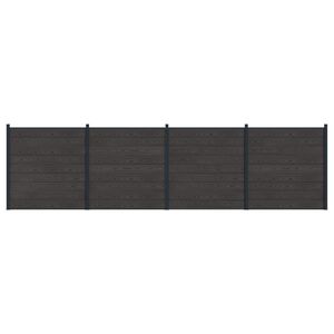 vidaXL Hegnss&aelig;t 4 pcs 699 x 186 cm WPC og Aluminium Sort
