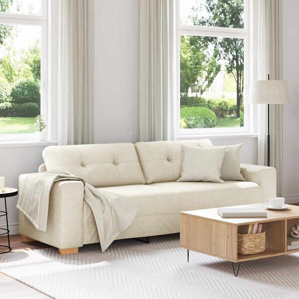 vidaXL Sofa Beige 221 x 78 x 80 cm Linned-blandet stof