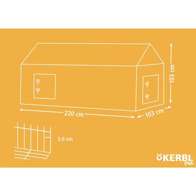 Kerbl udendørs løbegård med barriere 220x103x103 cm krom