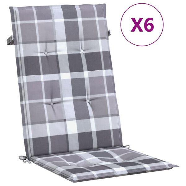 vidaXL stolehynder m. h&oslash;j ryg 6 stk. 120x50x3 cm stof gr&aring;ternet