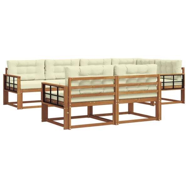 vidaXL Udend&oslash;rs sofagruppe med pude 7 pcs Naturlig og Fl&oslash;de