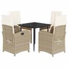 vidaXL spisebordss&aelig;t til haven 5 dele med hynder polyrattan beige