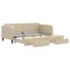 vidaXL daybed med udtr&aelig;k og skuffer 90x200 cm stof cremefarvet