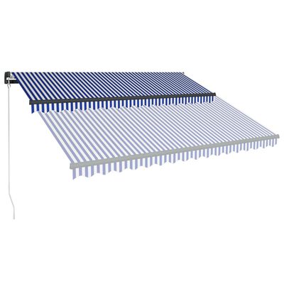 vidaXL markise m. LED-lys 400x300 cm manuel betjening blå og hvid