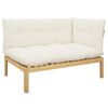 vidaXL Hj&oslash;rne Sofa Enhed Lys Akacie og Cream Hvid Akacietr&aelig;