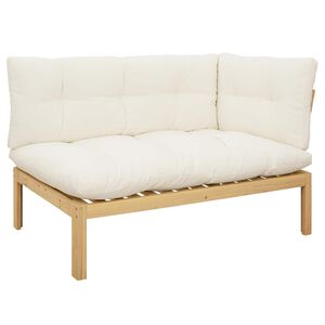 vidaXL Hj&oslash;rne Sofa Enhed Lys Akacie og Cream Hvid Akacietr&aelig;