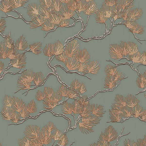 DUTCH WALLCOVERINGS tapet Pine Tree gr&oslash;n