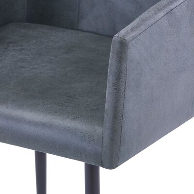 vidaXL spisebordsstole med armlæn 2 stk. imiteret ruskind grå