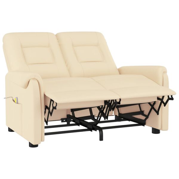 vidaXL 2-personers massagestol kunstlæder cremefarvet
