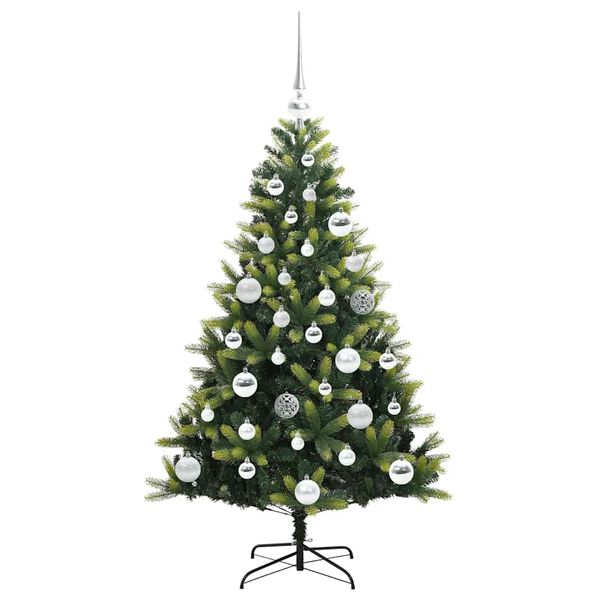 vidaXL Kunstig h&aelig;ngslet juletr&aelig; med 150 LED-lys Gr&oslash;n 120 cm PVC og PE