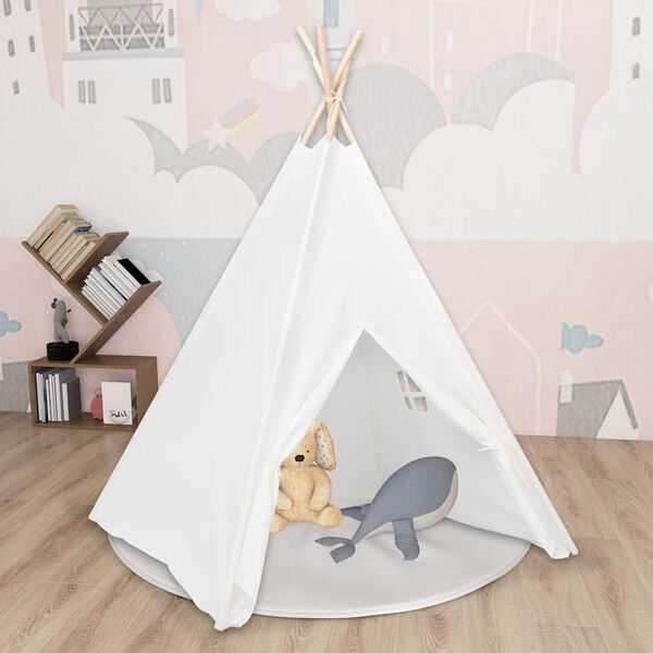 vidaXL tipi til b&oslash;rn 120x120x150 cm med b&aelig;repose polyester hvid