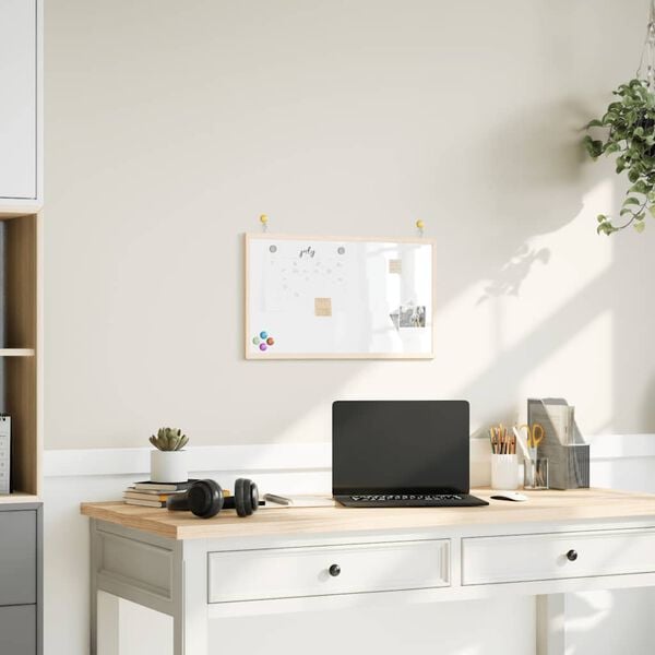 vidaXL magnetisk whiteboardtavle med ramme i massivt fyrretr&aelig; 60x40 cm