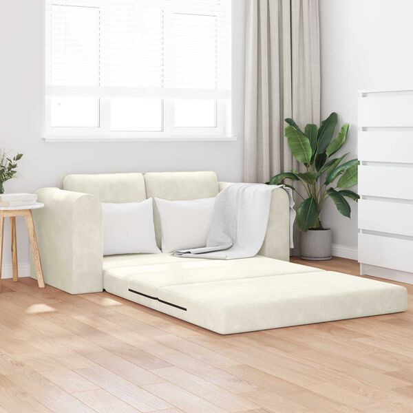 vidaXL Sovesofa 60cm Creme Fl&oslash;jl