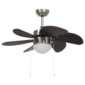 vidaXL loftventilator med lampe 76 cm m&oslash;rkebrun