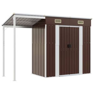 vidaXL haveskur med udvidet tag 277x107x181 cm st&aring;l brun