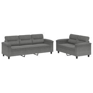 vidaXL sofas&aelig;t 2 dele med hynder mikrofiberstof m&oslash;rkegr&aring;
