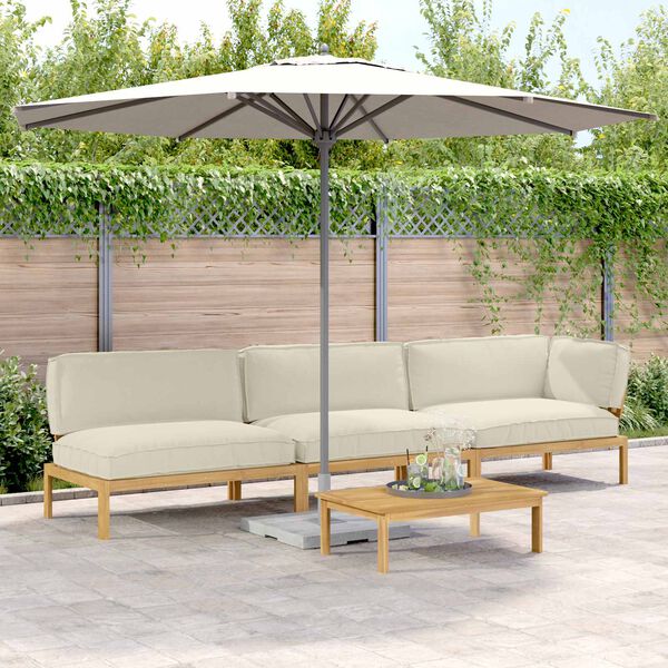 vidaXL Sofa S&aelig;t med pude Ensfarvet 4 pcs Creme Massivt Akacietr&aelig;