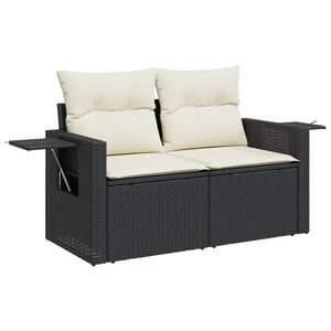 vidaXL 2-personers havesofa med hynder polyrattan sort