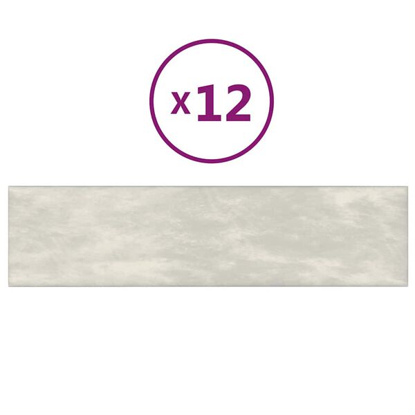 vidaXL vægpaneler 12 stk. 60x15 cm 1,08 m² fløjl cremefarvet