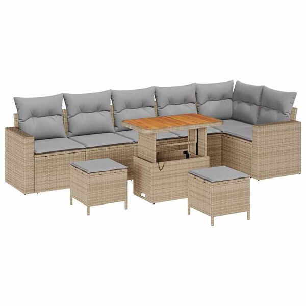vidaXL Havesofa Sæt 9 pcs Beige polyrattan