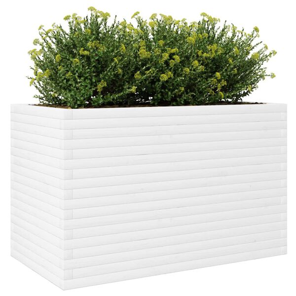 vidaXL plantekasse 110x60x68,5 cm massivt fyrretr&aelig; hvid