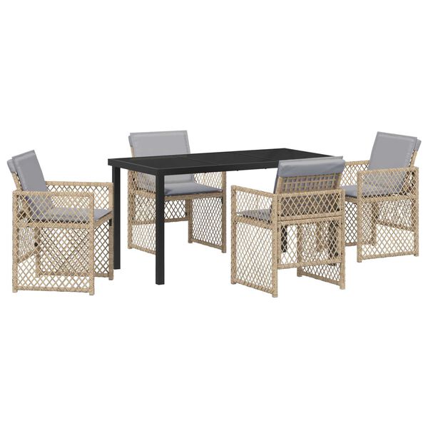 vidaXL Have Spisebordss&aelig;t 5 pcs Beige polyrattan