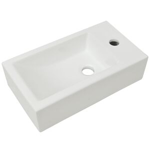 vidaXL rektangul&aelig;r h&aring;ndvask med hul til vandhane keramik 46x25,5x12 cm hvid