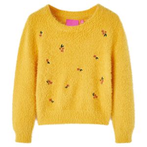 Sweater til b&oslash;rn str. 92 strikket okkergul