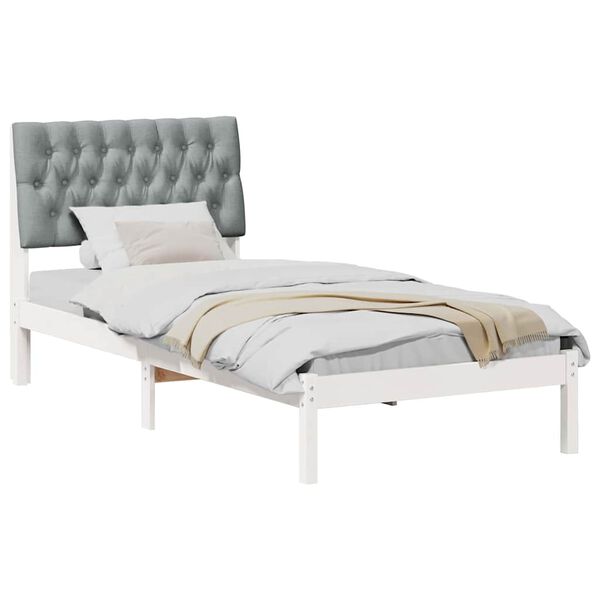 vidaXL Sengestel med Polstret Hovedgavl Hvid 90 x 190 cm