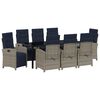 vidaXL Have Spisebordss&aelig;t med pude 9 pcs Gr&aring; polyrattan