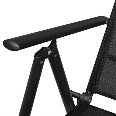 vidaXL foldbare havestole 4 stk. aluminium og textilene sort
