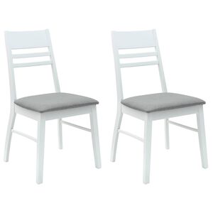 vidaXL Spisestole 2 stk. Massiv Gummitr&aelig; Hvid 43 x 54 x 89 cm