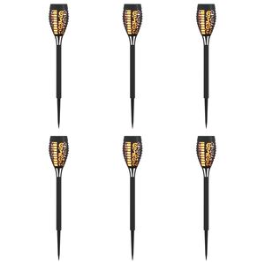 vidaXL Udend&oslash;rs sollys med jordspyd 6 pcs Varm hvid 47,5 cm ABS
