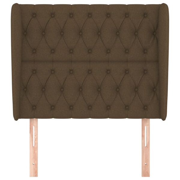 vidaXL sengegavl med kanter 93x23x118/128 cm stof m&oslash;rkebrun